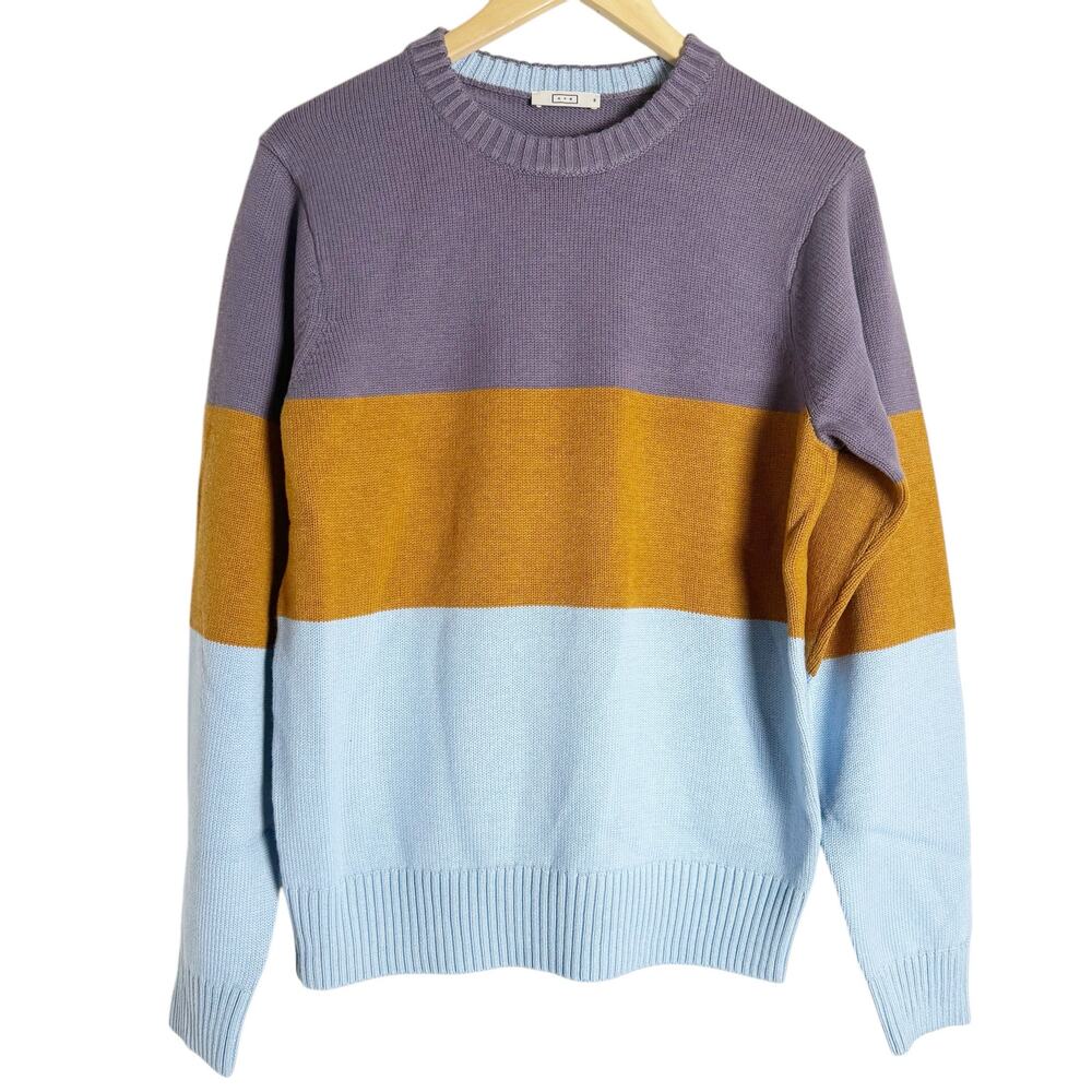 AYR The Yachty Moma Colorblock Crewneck Merino Wool Sweater Size Medium